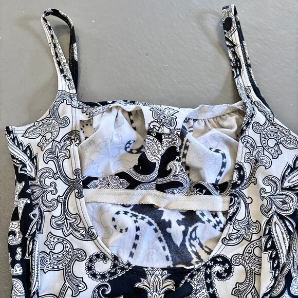 Vintage One Piece Swimsuit Paisley Black and White Jantzen Waist Tie Size S/M - Picture 8 of 14